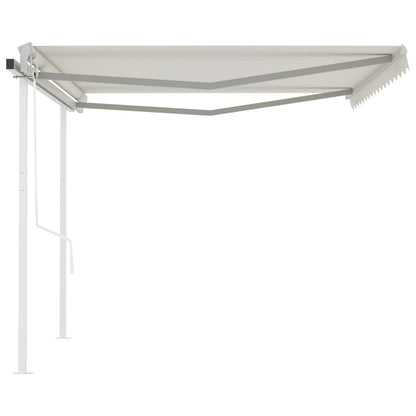 Tenda da Sole Retrattile Manuale con Pali 4,5x3,5 m Crema