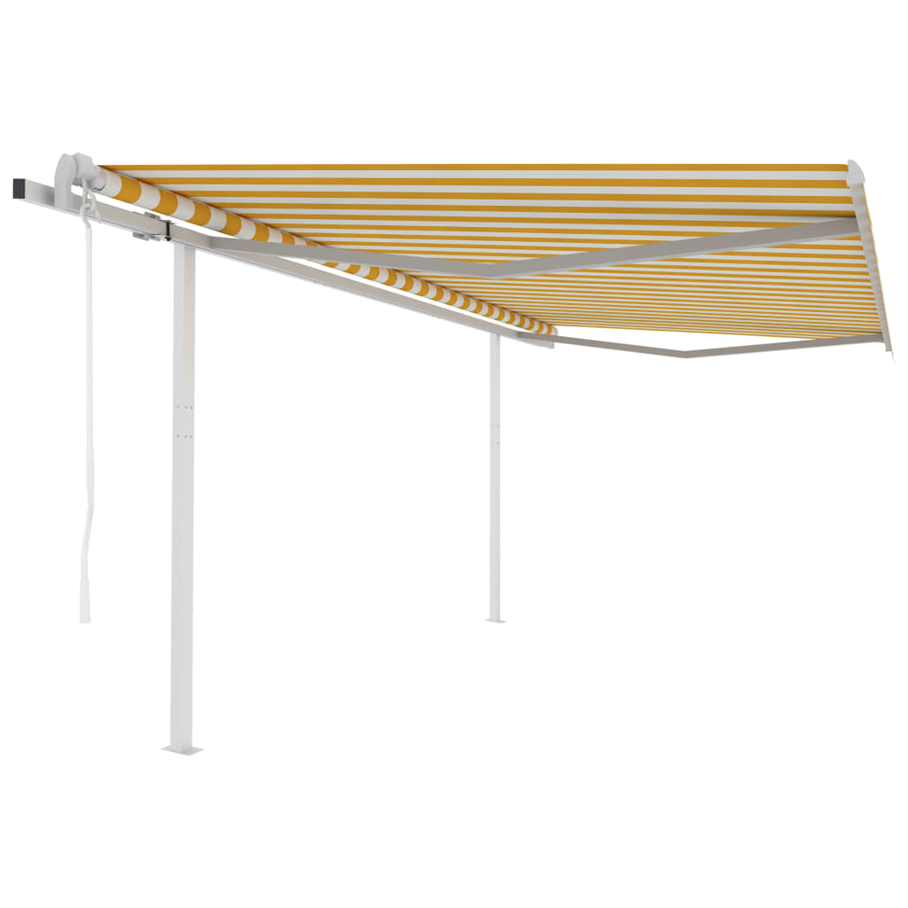 Tenda da Sole Retrattile Automatica Pali 4,5x3,5m Gialla Bianca