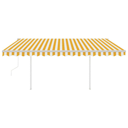 Tenda da Sole Retrattile Automatica Pali 4,5x3,5m Gialla Bianca