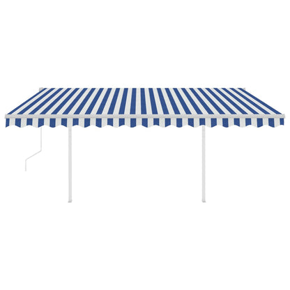 Tenda Automatica con Sensore Vento e LED 4,5x3,5 m Blu e Bianca