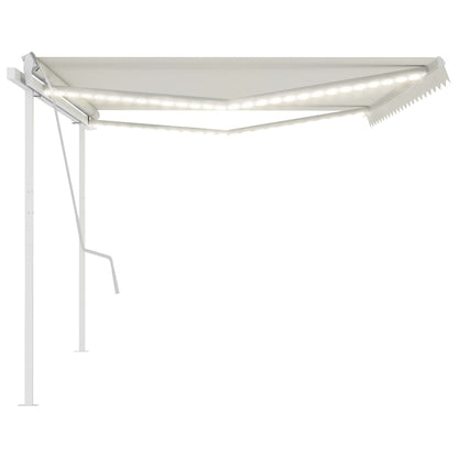 Tenda da Sole Retrattile Manuale con LED 5x3,5 m Crema