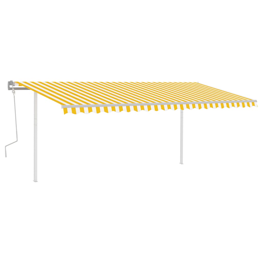 Tenda da Sole Retrattile Manuale con LED 5x3,5 m Gialla Bianca