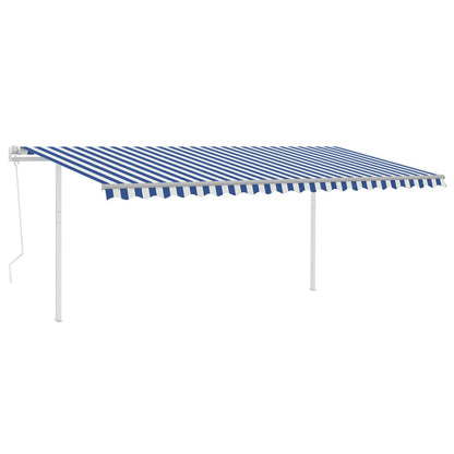 Tenda da Sole Retrattile Automatica con Pali 5x3,5 m Blu Bianca