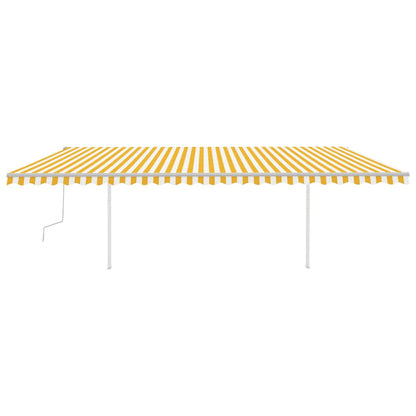 Tenda da Sole Retrattile Manuale con Pali 6x3,5 m Gialla Bianca