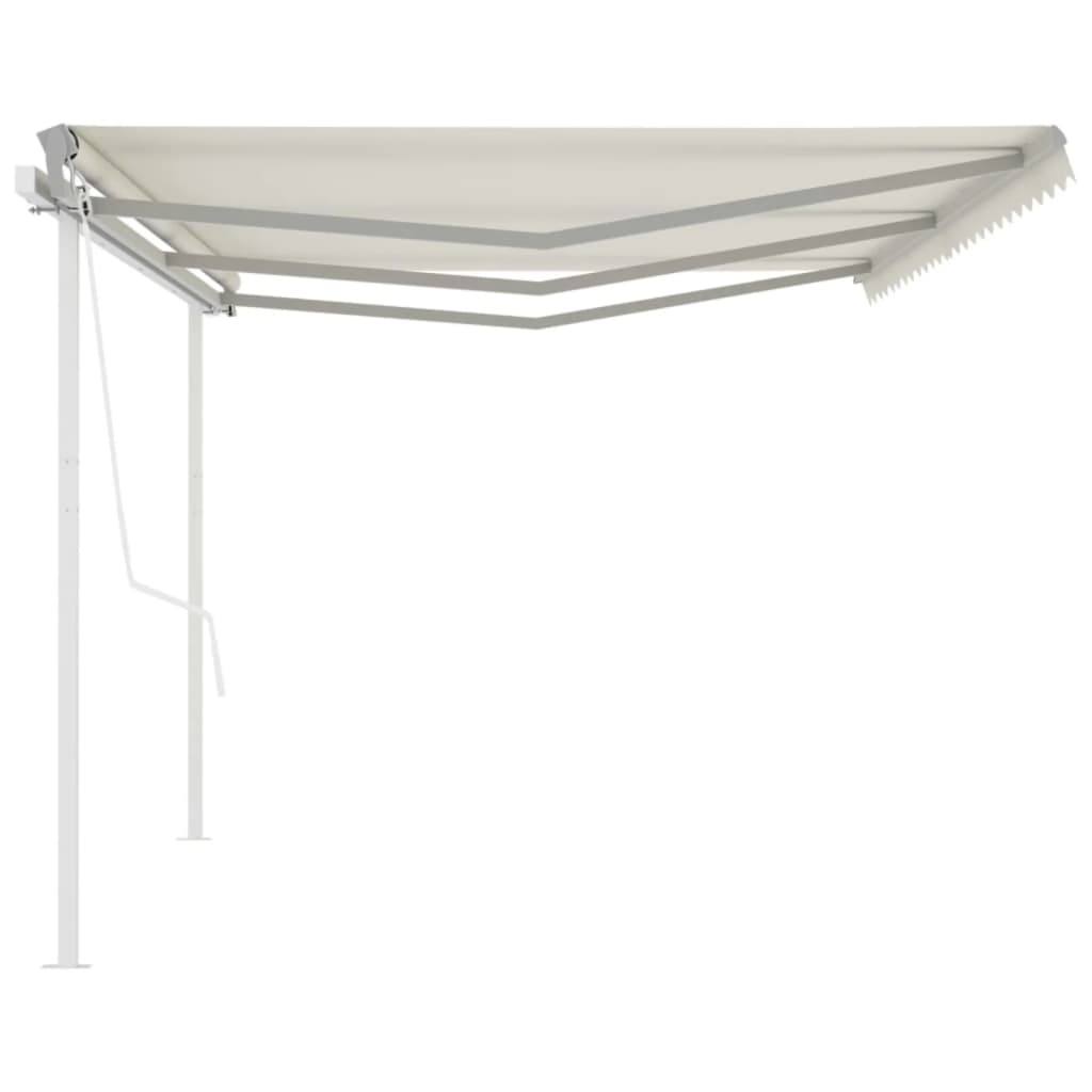 Tenda da Sole Retrattile Automatica con Pali 6x3,5 m Crema