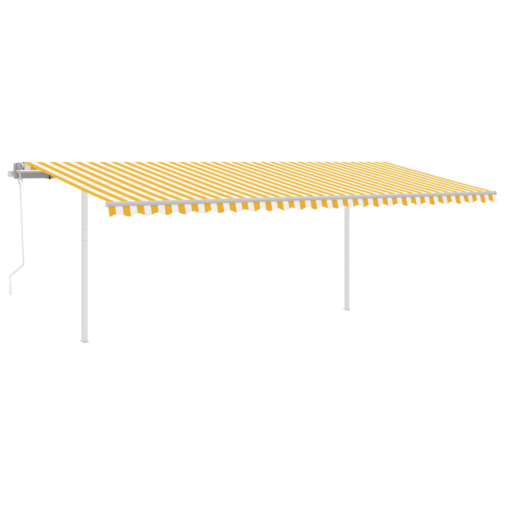 Tenda Retrattile Automatica con Pali 6x3,5 m Gialla e Bianca