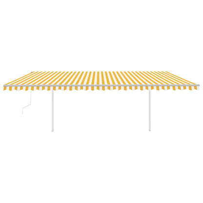 Tenda Retrattile Automatica con Pali 6x3,5 m Gialla e Bianca