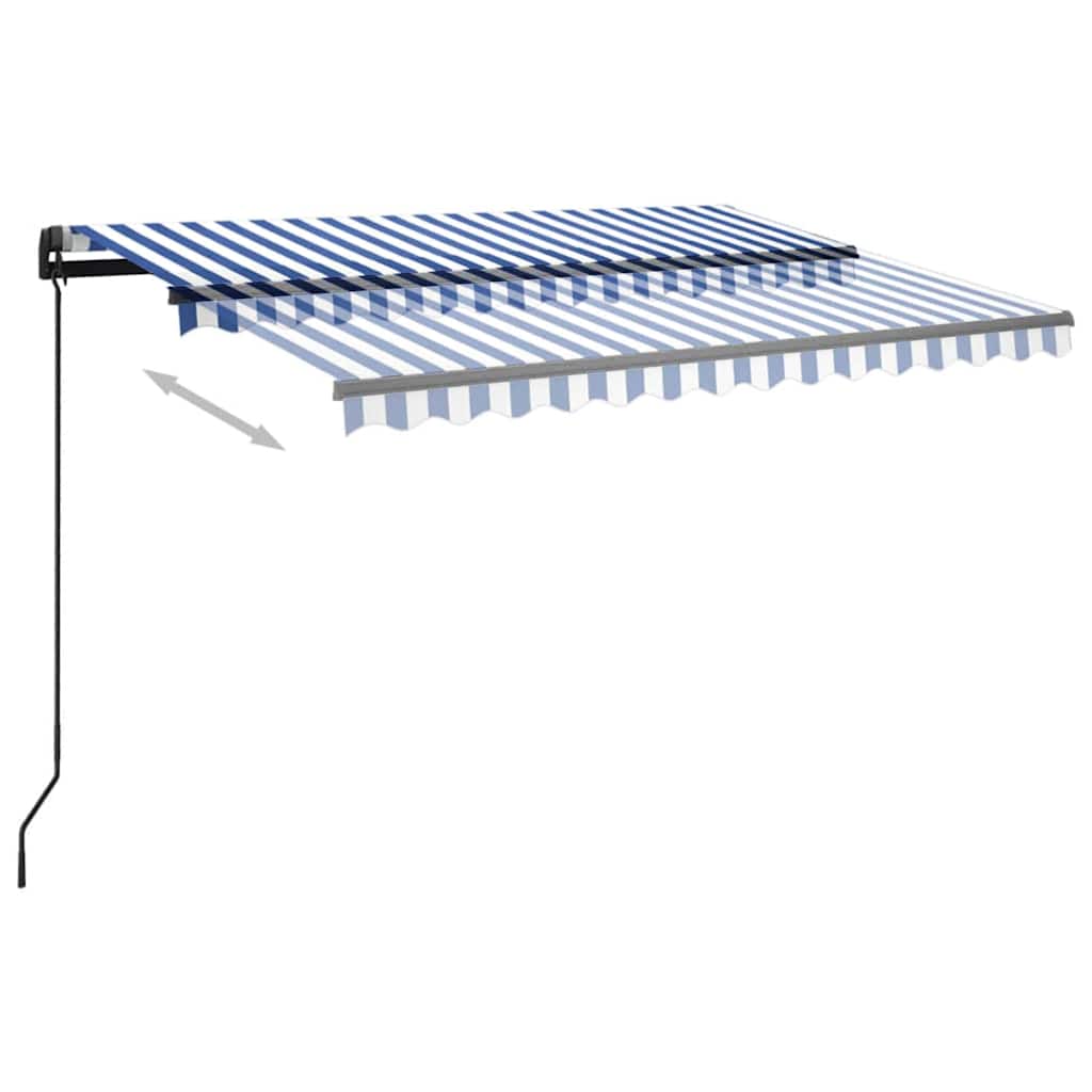 Tenda da Sole Retrattile Manuale con LED 3x2,5 m Blu e Bianco