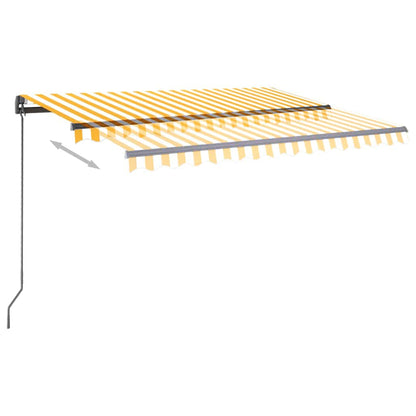 Tenda da Sole Retrattile Manuale con LED 3x2,5m Gialla Bianca