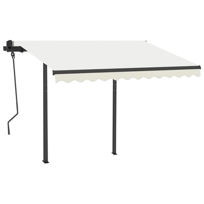 Tenda da Sole Retrattile Automatica con Pali 3x2,5 m Crema