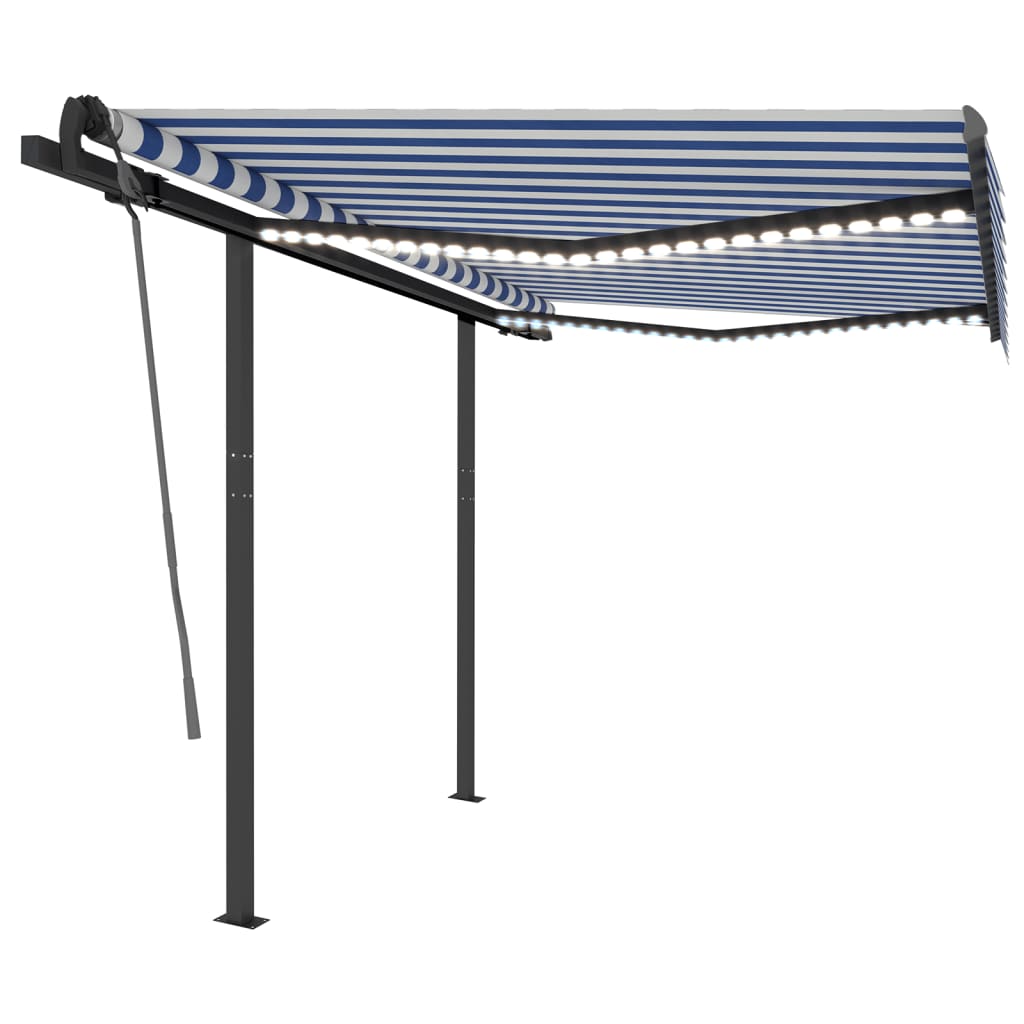 Tenda Automatica Sensore Vento e LED 3x2,5 m Blu e Bianca