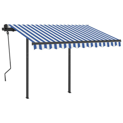 Tenda Automatica Sensore Vento e LED 3x2,5 m Blu e Bianca