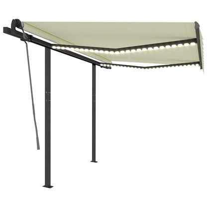 Tenda da Sole Automatica con Sensore Vento e LED 3x2,5 m Crema