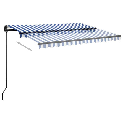 Tenda da Sole Retrattile Manuale con LED 3,5x2,5m Blu e Bianca