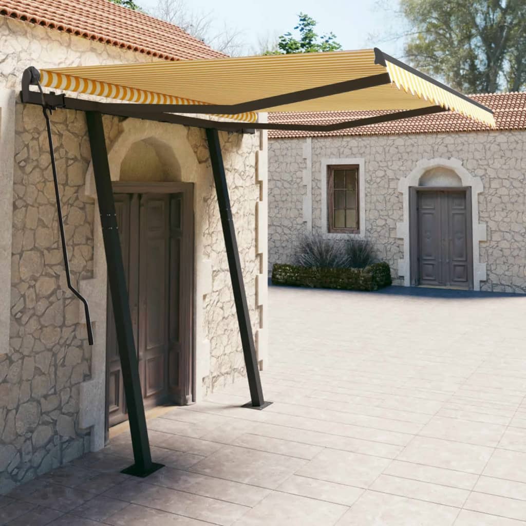Tenda da Sole Retrattile Automatica Pali 3,5x2,5m Gialla Bianca