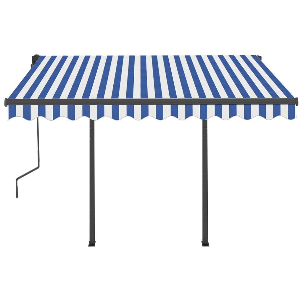 Tenda Automatica Sensore Vento e LED 3,5x2,5 cm Blu e Bianca