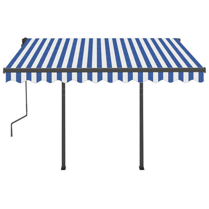 Tenda Automatica Sensore Vento e LED 3,5x2,5 cm Blu e Bianca