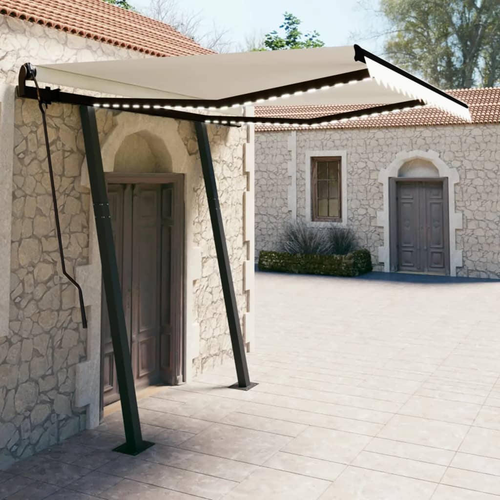 Tenda da Sole Automatica Sensore Vento e LED 3,5x2,5 cm Crema