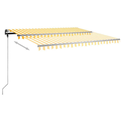 Tenda da Sole Retrattile Manuale con Pali 4x3 m Gialla e Bianca