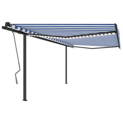 Tenda Automatica con Sensore Vento e LED 4x3 m Blu e Bianca
