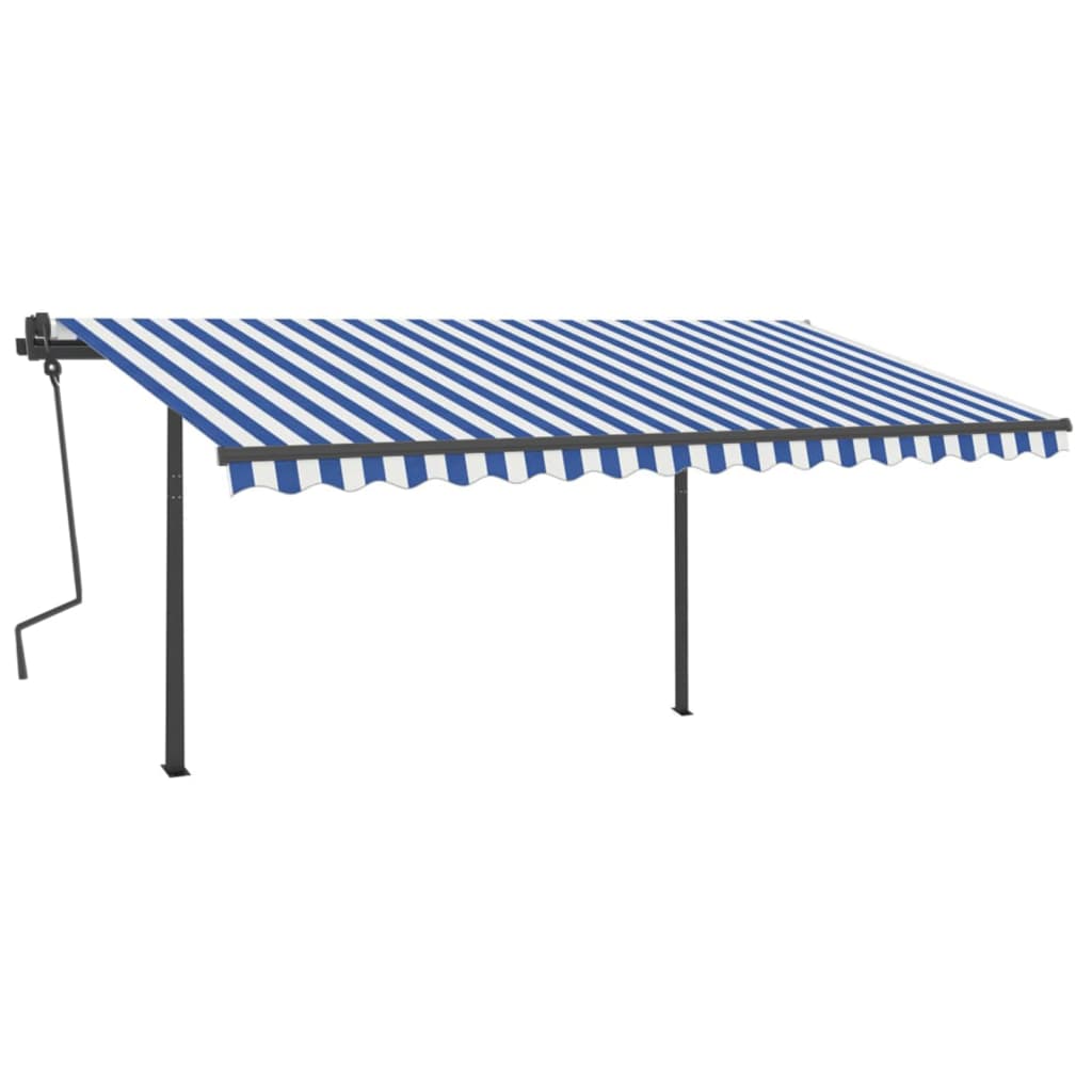 Tenda Automatica con Sensore Vento e LED 4x3 m Blu e Bianca