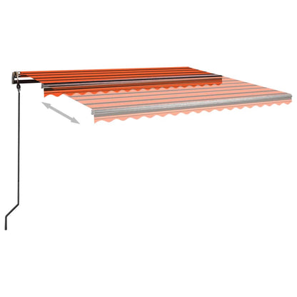 Tenda Sole Retrattile Manuale con Pali 4,5x3m Arancione Marrone