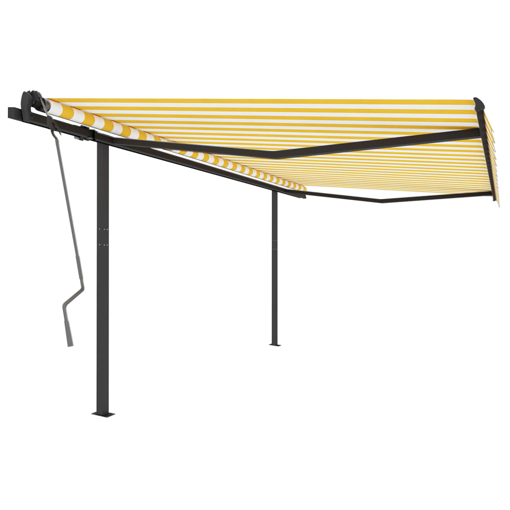 Tenda da Sole Retrattile Automatica Pali 4,5x3 m Gialla Bianca