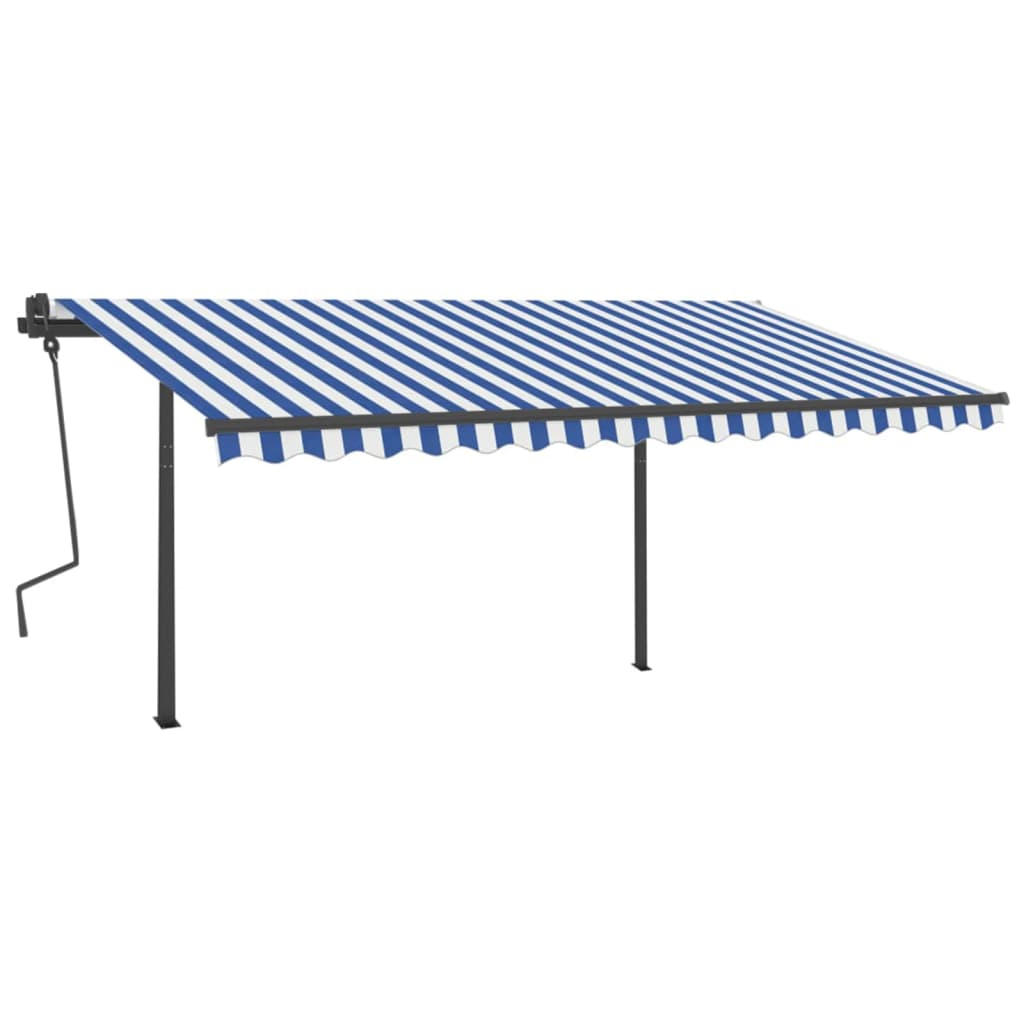 Tenda Automatica con Sensore Vento e LED 4,5x3 m Blu e Bianca