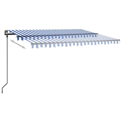 Tenda Automatica con Sensore Vento e LED 4,5x3 m Blu e Bianca