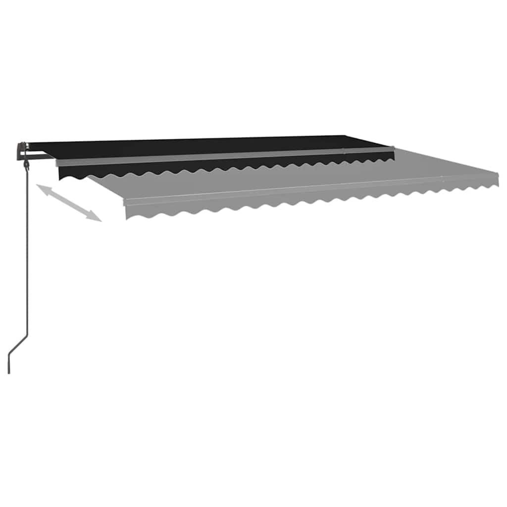 Tenda da Sole Retrattile Manuale con Pali 5x3 m Antracite