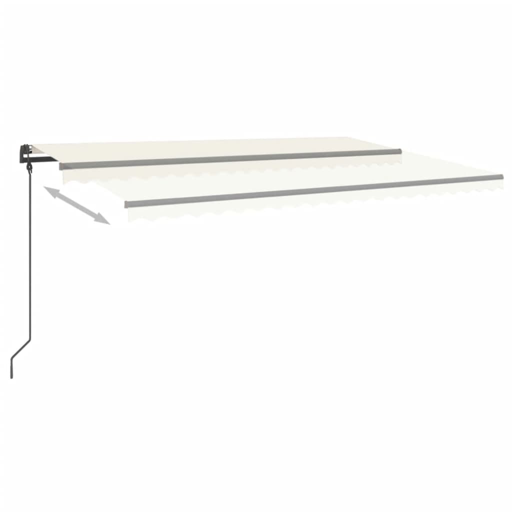 Tenda da Sole Retrattile Manuale con LED 5x3 m Crema