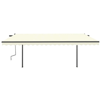Tenda da Sole Retrattile Manuale con LED 5x3 m Crema