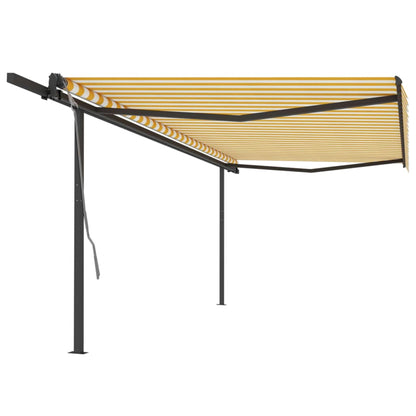 Tenda da Sole Retrattile Automatica Pali 5x3 m Gialla Bianca