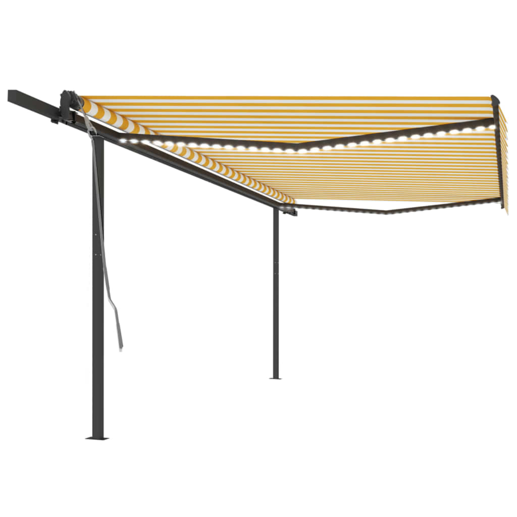 Tenda Automatica con Sensore Vento LED 5x3 m Gialla e Bianca