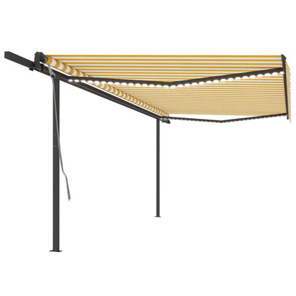 Tenda Automatica con Sensore Vento LED 5x3 m Gialla e Bianca