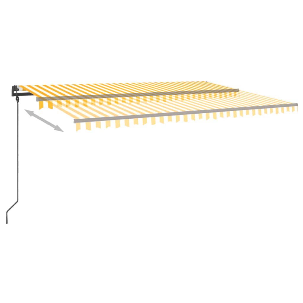 Tenda Automatica con Sensore Vento LED 5x3 m Gialla e Bianca