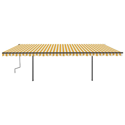 Tenda da Sole Retrattile Manuale con Pali 6x3 m Gialla Bianca