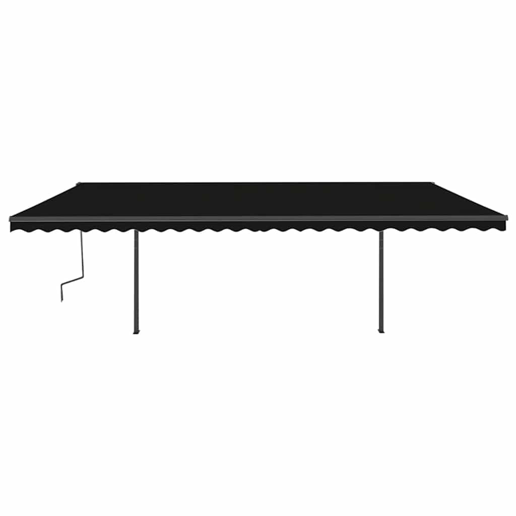 Tenda da Sole Retrattile Manuale con Pali 6x3 m Antracite