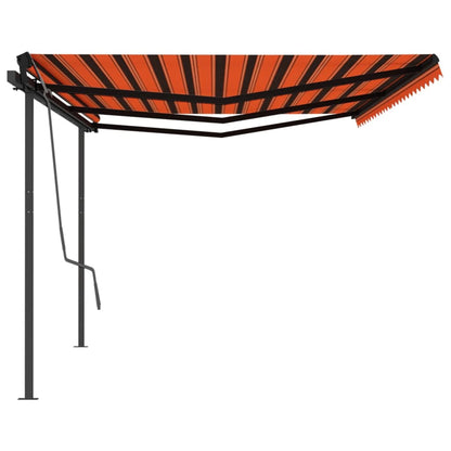 Tenda Sole Retrattile Manuale con Pali 6x3 m Arancione Marrone