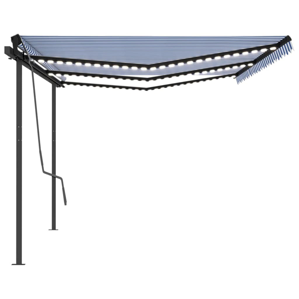 Tenda Automatica con Sensore Vento e LED 6x3 m Blu Bianca