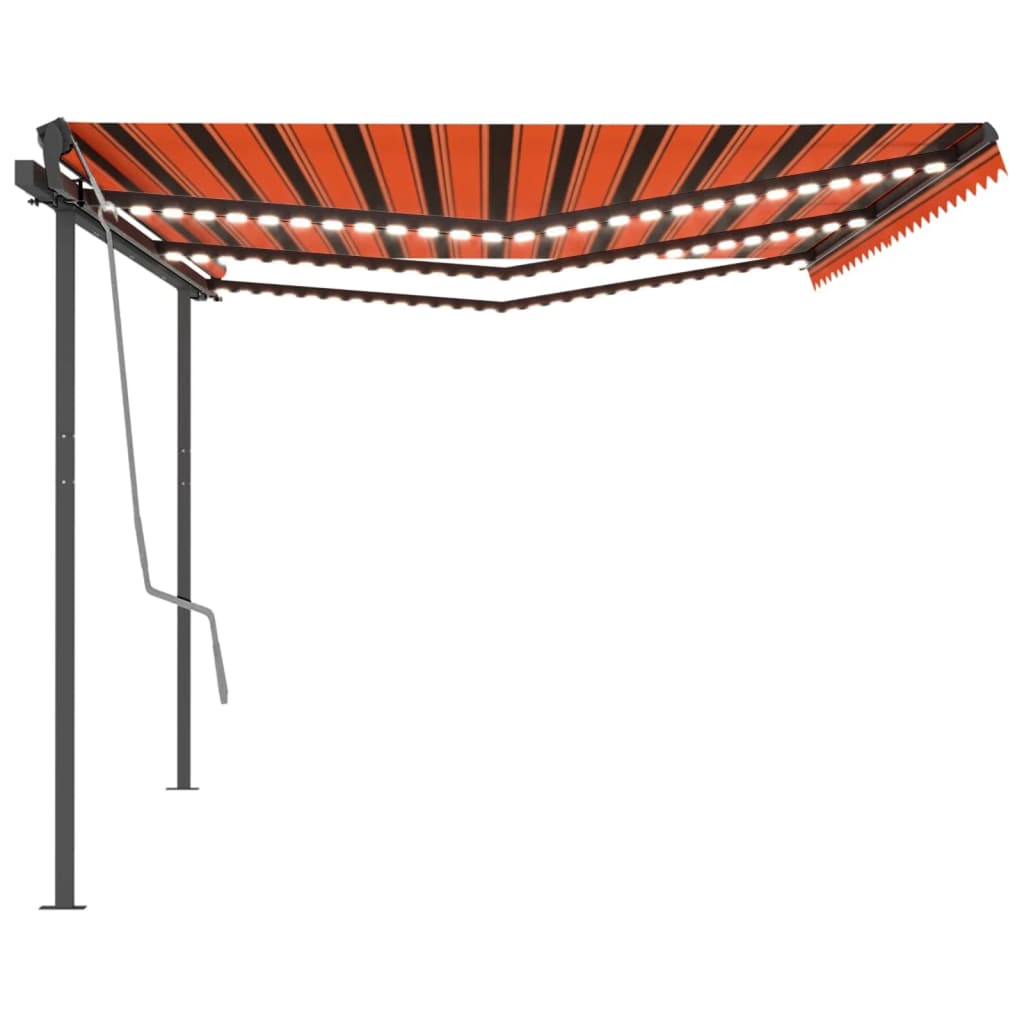 Tenda Automatica con Sensore Vento e LED 6x3 m Arancio Marrone