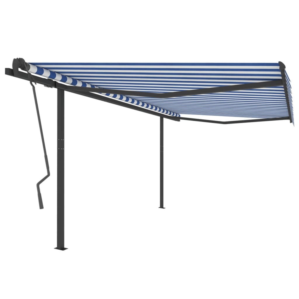 Tenda da Sole Retrattile Manuale con Pali 4x3,5 m Gialla Bianca
