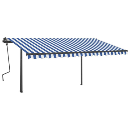 Tenda da Sole Retrattile Manuale con Pali 4x3,5 m Gialla Bianca