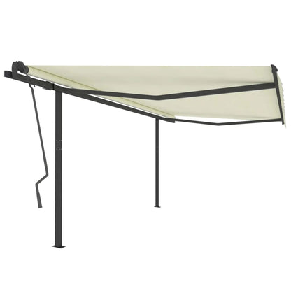 Tenda da Sole Retrattile Manuale con Pali 4x3,5 m Crema