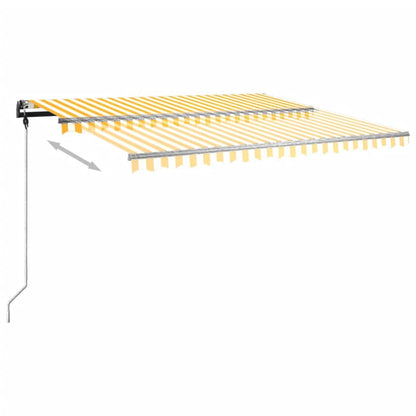Tenda da Sole Retrattile Manuale con Pali 4x3,5 m Gialla Bianca