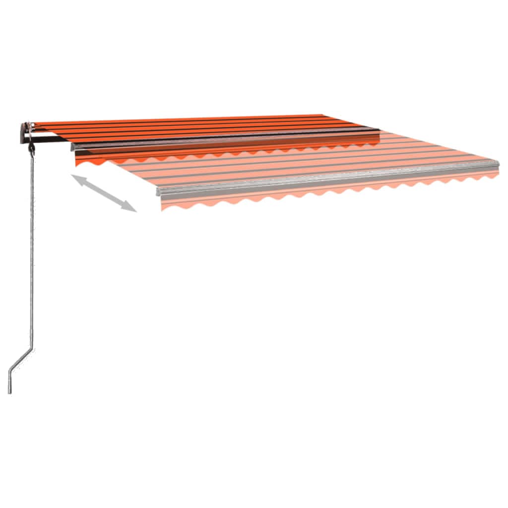 Tenda Retrattile Automatica con Pali 4x3,5 m Arancione Marrone
