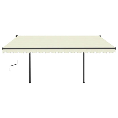 Tenda da Sole Retrattile Manuale con LED 4,5x3,5 m Crema