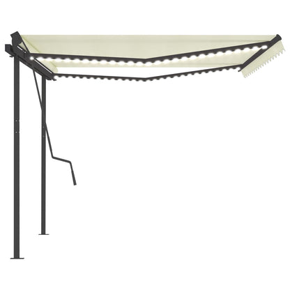 Tenda da Sole Retrattile Manuale con LED 4,5x3,5 m Crema