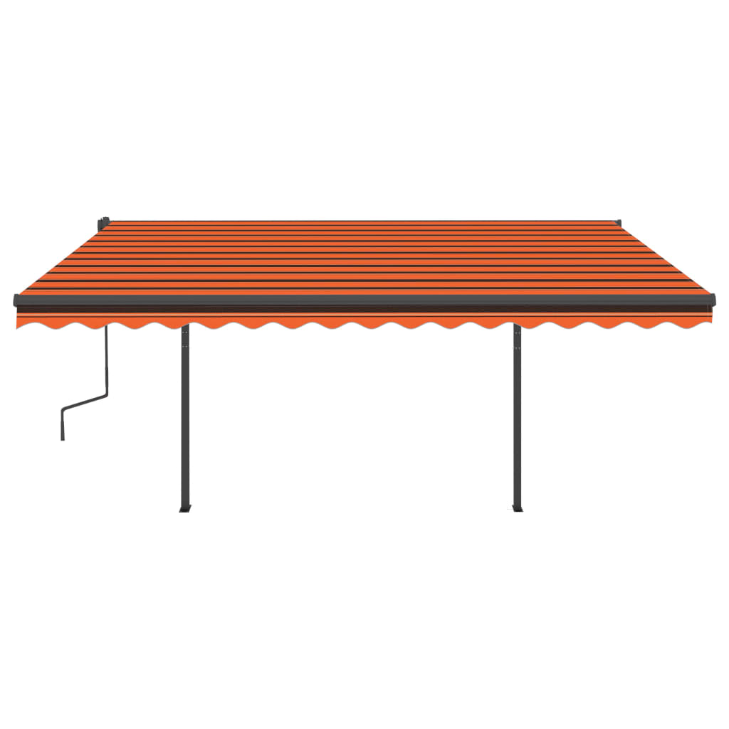 Tenda da Sole Retrattile Manuale LED 4,5x3,5 m Arancio Marrone