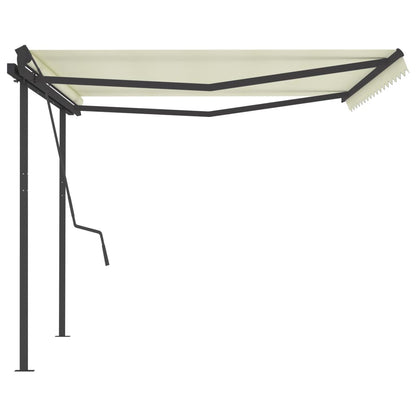 Tenda da Sole Retrattile Manuale con Pali 4,5x3,5 m Crema
